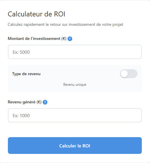 Simulateur de Retour sur Investissement : outil en ligne pour calculer votre ROI