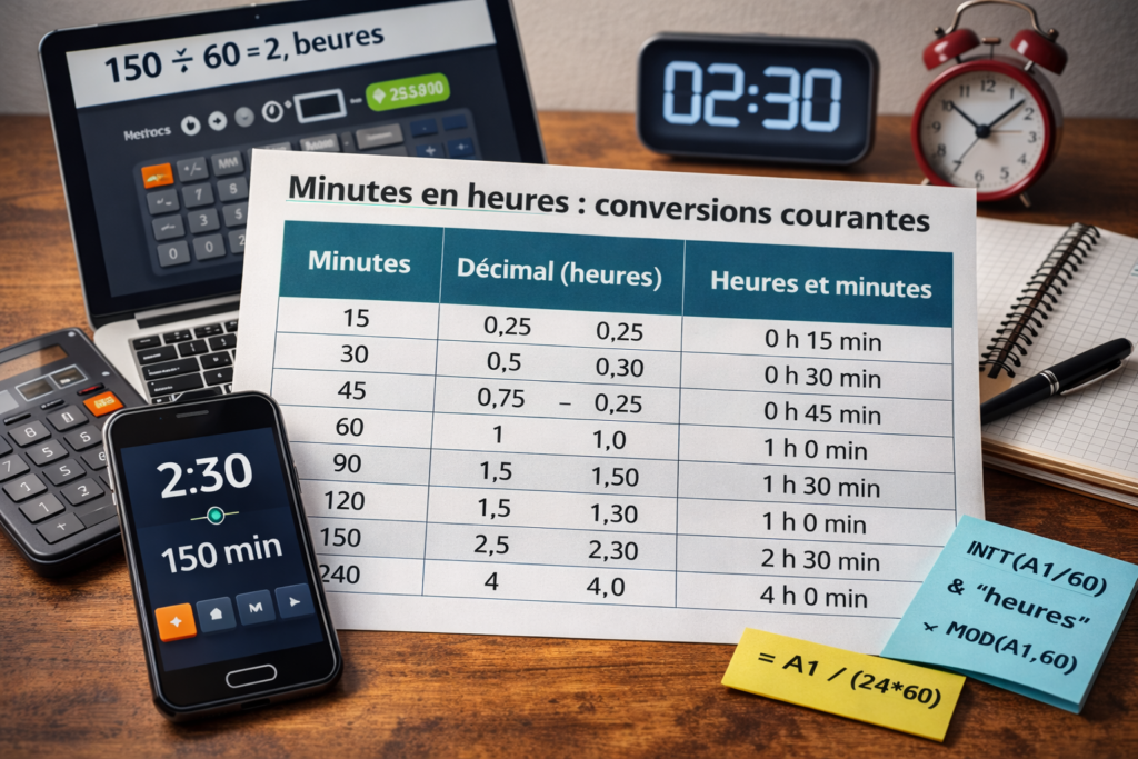 Minutes en heures : simplifiez vos conversions pour la gestion du temps Minutes en heures : simplifiez vos conversions pour la gestion du temps