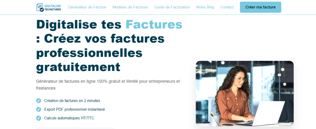 Digitalise-tes-factures.fr : générateur de facture gratuit conforme pour freelances et entreprises